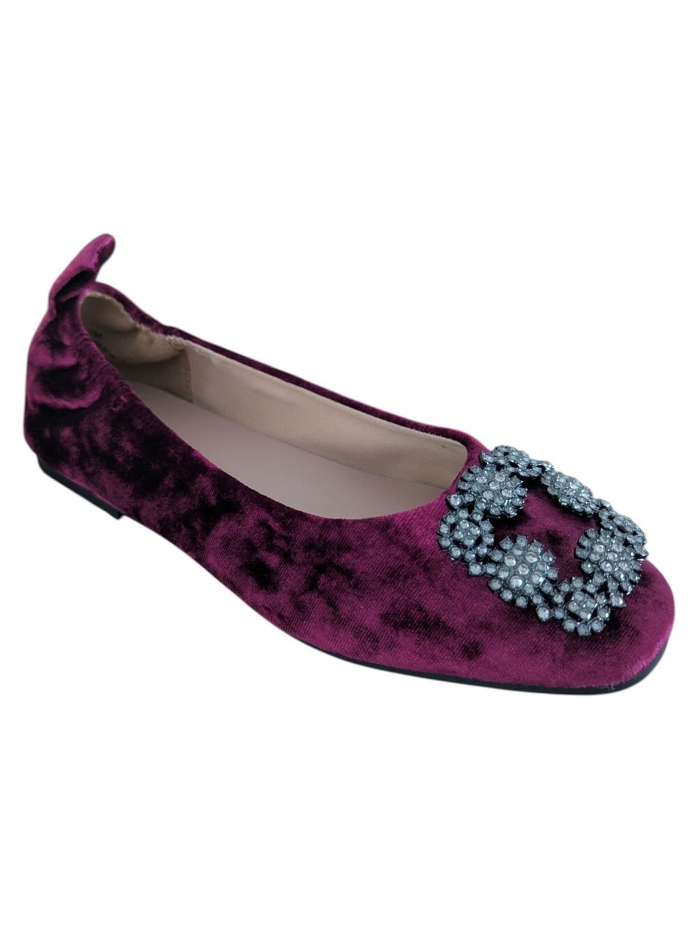 Linea Paolo Burgundy Ballet Flat Minax Red Velvet Jeweled Toe Size 7M